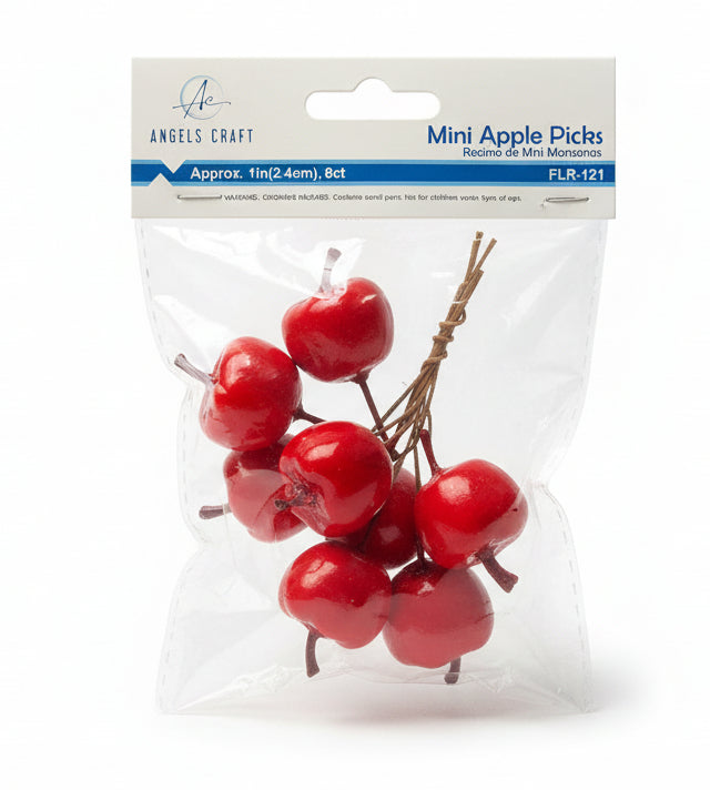 Racimos de Mini Manzanas |  Mini Apple Picks | 2.54x2.54x2.54cm | Single Apple | 8ct.