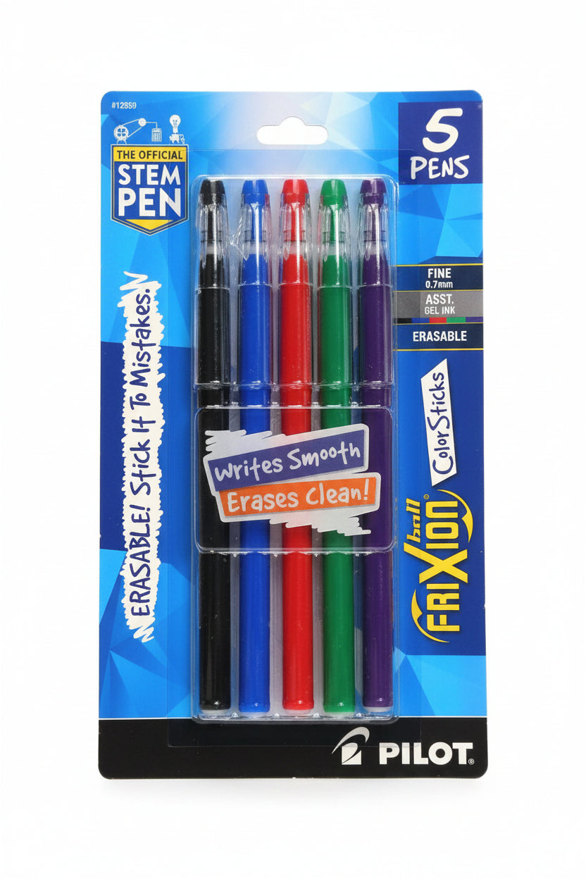 FriXion Clicker Erasable Pens Gel Ink Pens 0.7 mm Fine Asst. Color Pkg. 5