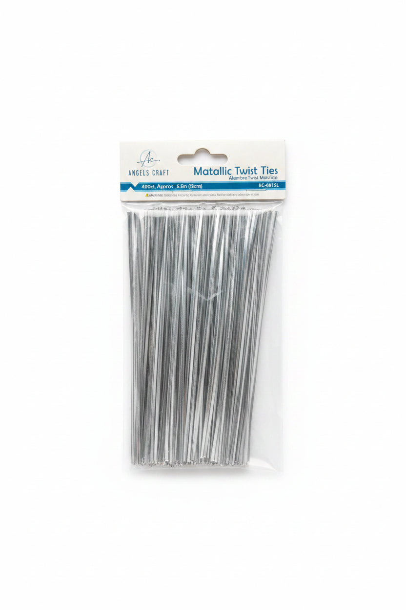 METALLIC TWIST TIES SILVER 400 CT APPROX.