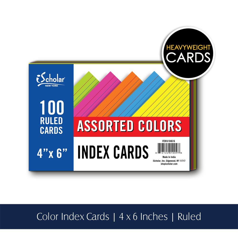 INDEX CARD 4 X 6 COLOR RULED