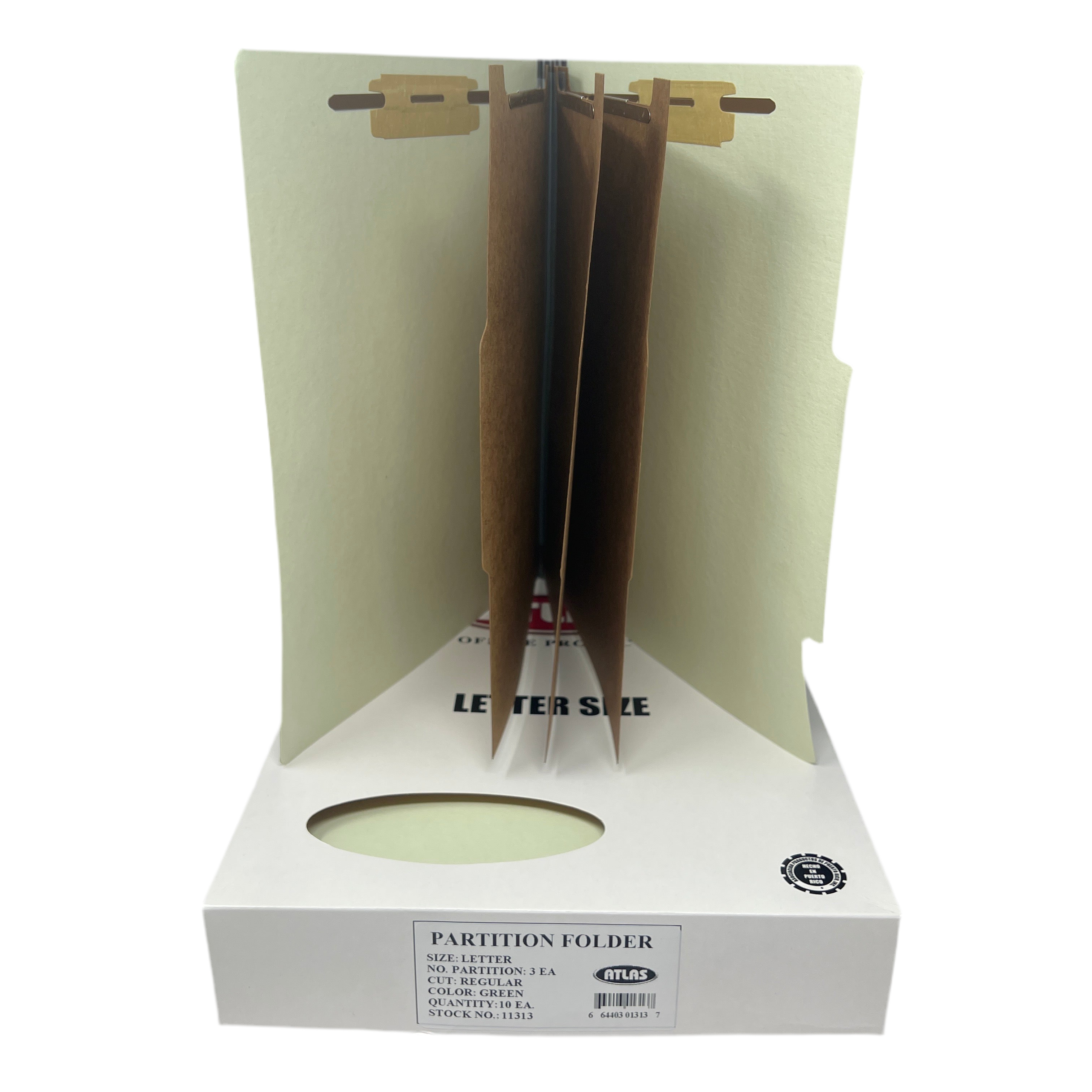3 Partition Folder | Green | Letter |Box/10