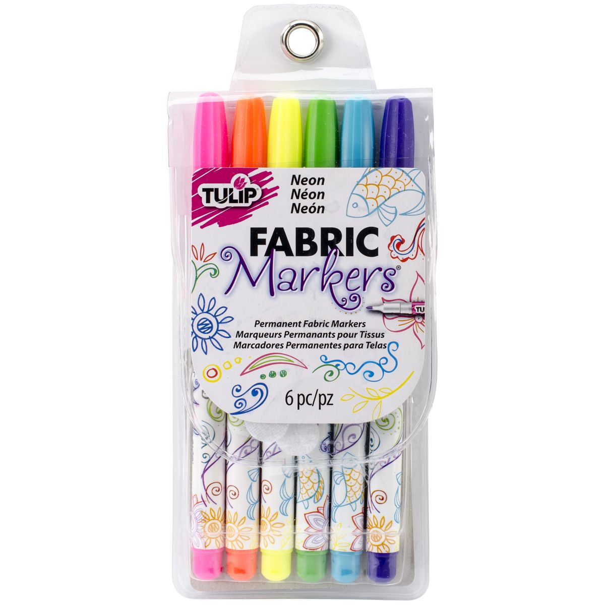 NEON  Tulip Permanent Fabric Markers | 6Pkg