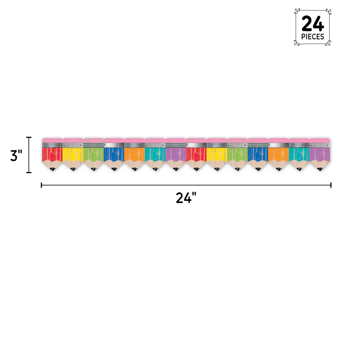 Rustic Pencils EZ Border Upcycle Style | 48ft. |24 strips