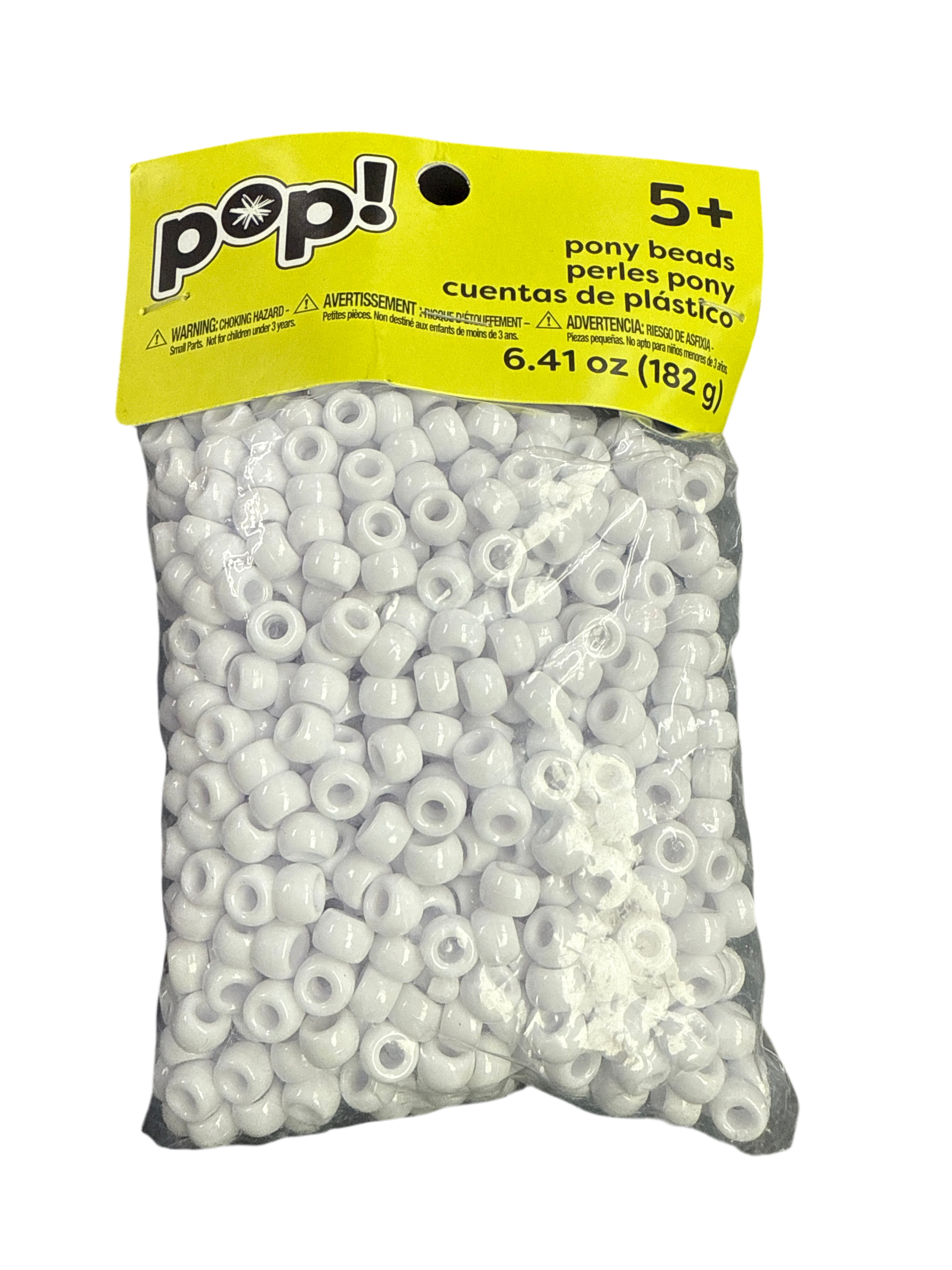 POP! POSSIBILITIES PONY BEADS WHITE 9MM