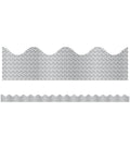 Silver Sparkle Scalloped Bulletin Board Borders |  10 strips