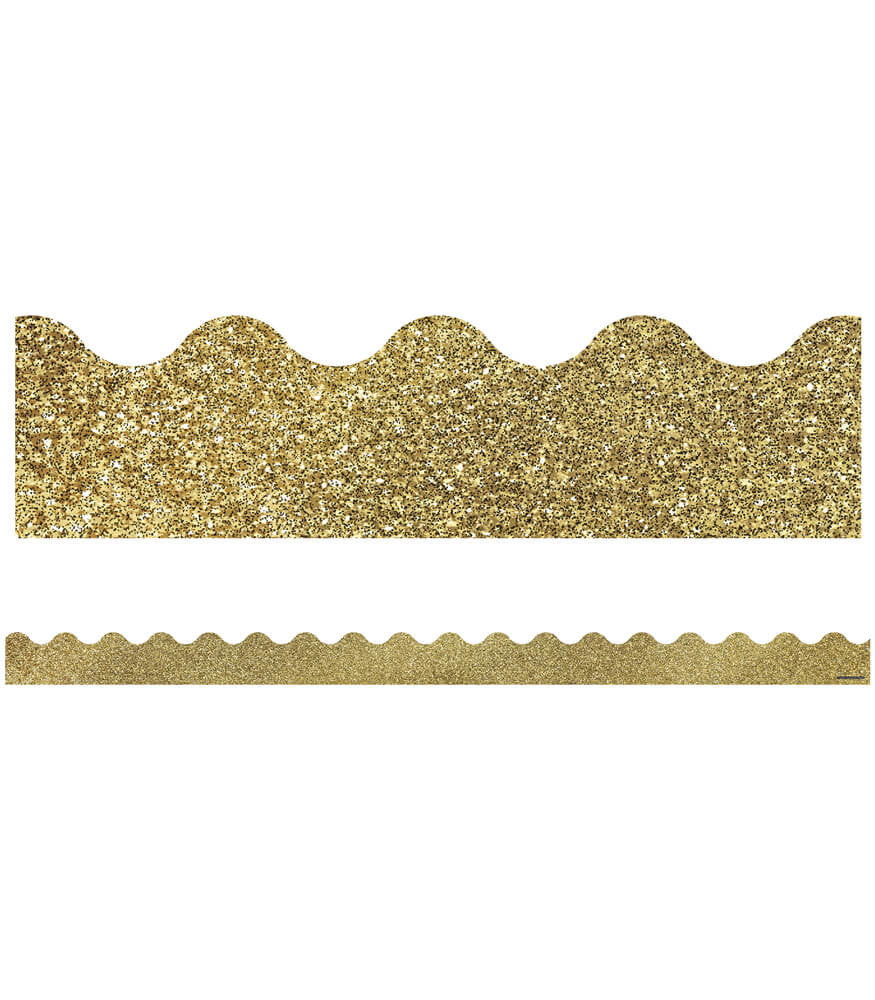 Gold Glitter Scalloped Bulletin Board Borders | 13 strips