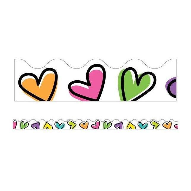 DOODLE HEARTS SCALLOPED BORDER