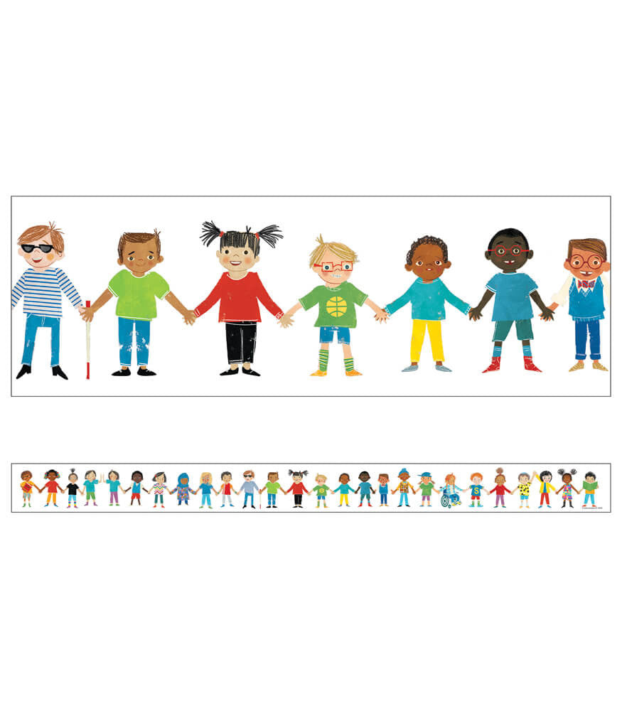 All Are Welcome Kids Straight Bulletin Board Borders |  12 strips
