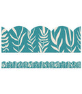 TEAL WITH LEAVES SCALLOPED BORDER