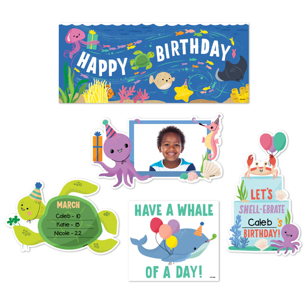 HAPPY BIRTHDAY SEA FRIENDS MINI BULLETIN BOARD 16 PCS