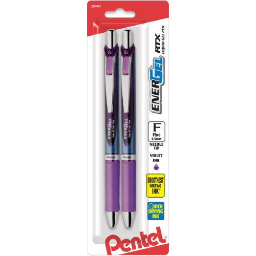 EnerGel RTX Retractable Liquid Gel Pen 0.5 mm Fine Violet Pkg. 2