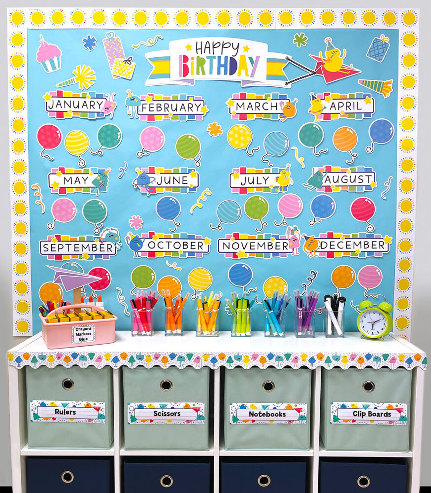Happy Place Birthday Bulletin Board Set |  73 pieces