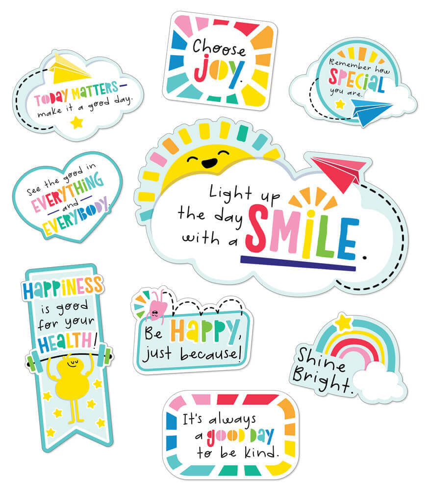 Happy Place Motivational Mini Bulletin Board Set | 15 pieces