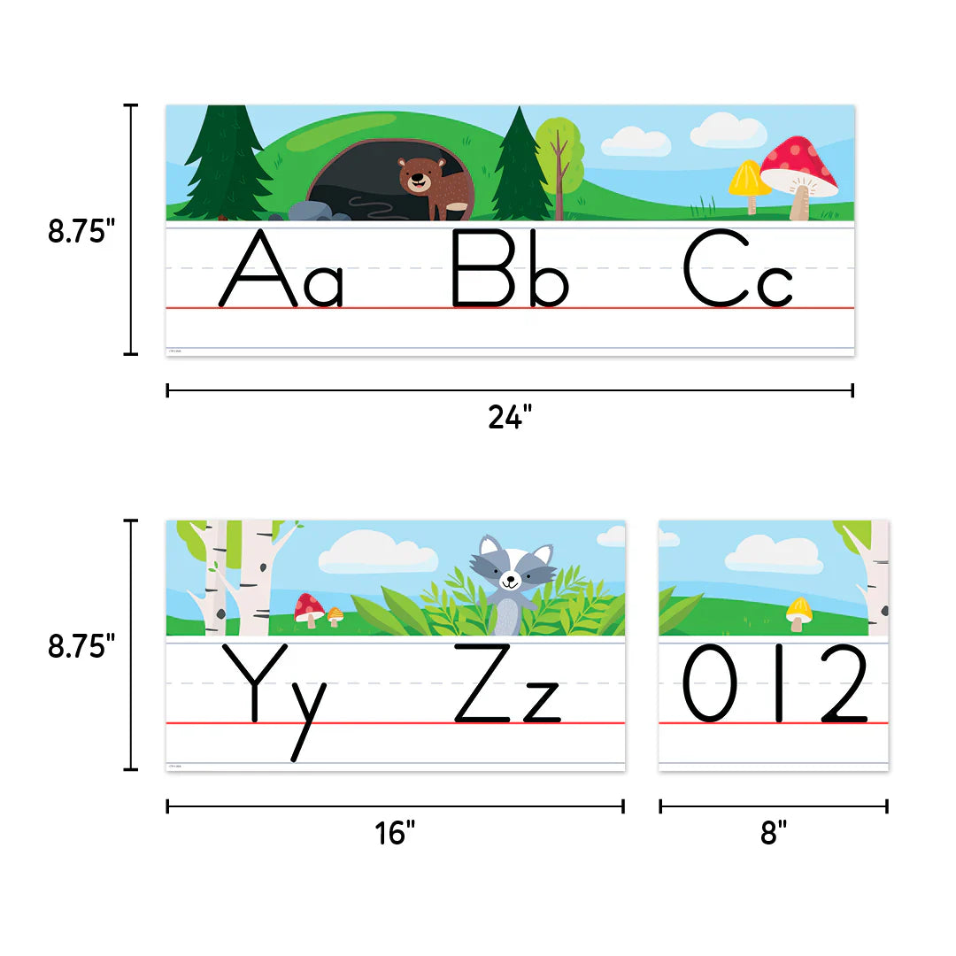 Woodland Friends Alphabet Line Bulletin Board | 11pcs