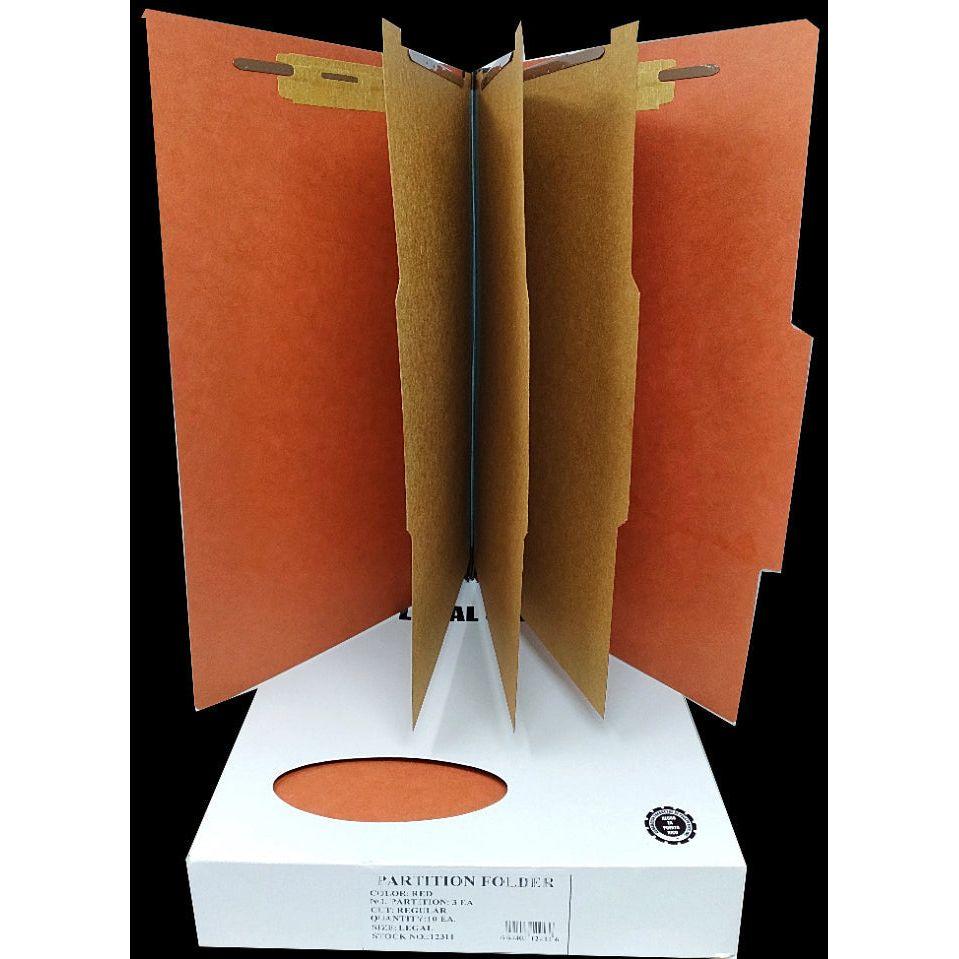 3 Partition Folder | Red | Legal | Box/10
