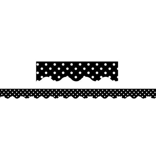Black Polka Dots Scalloped Border Trim