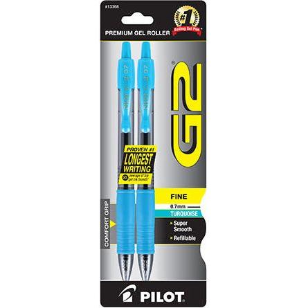 G2 Retractable Gel Pens Extra Fine Point 0.5 mm Turquoise Ink Pkg. 2