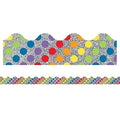 BORDER SCALLOPED RAINBOW DOTS ON GLITTER