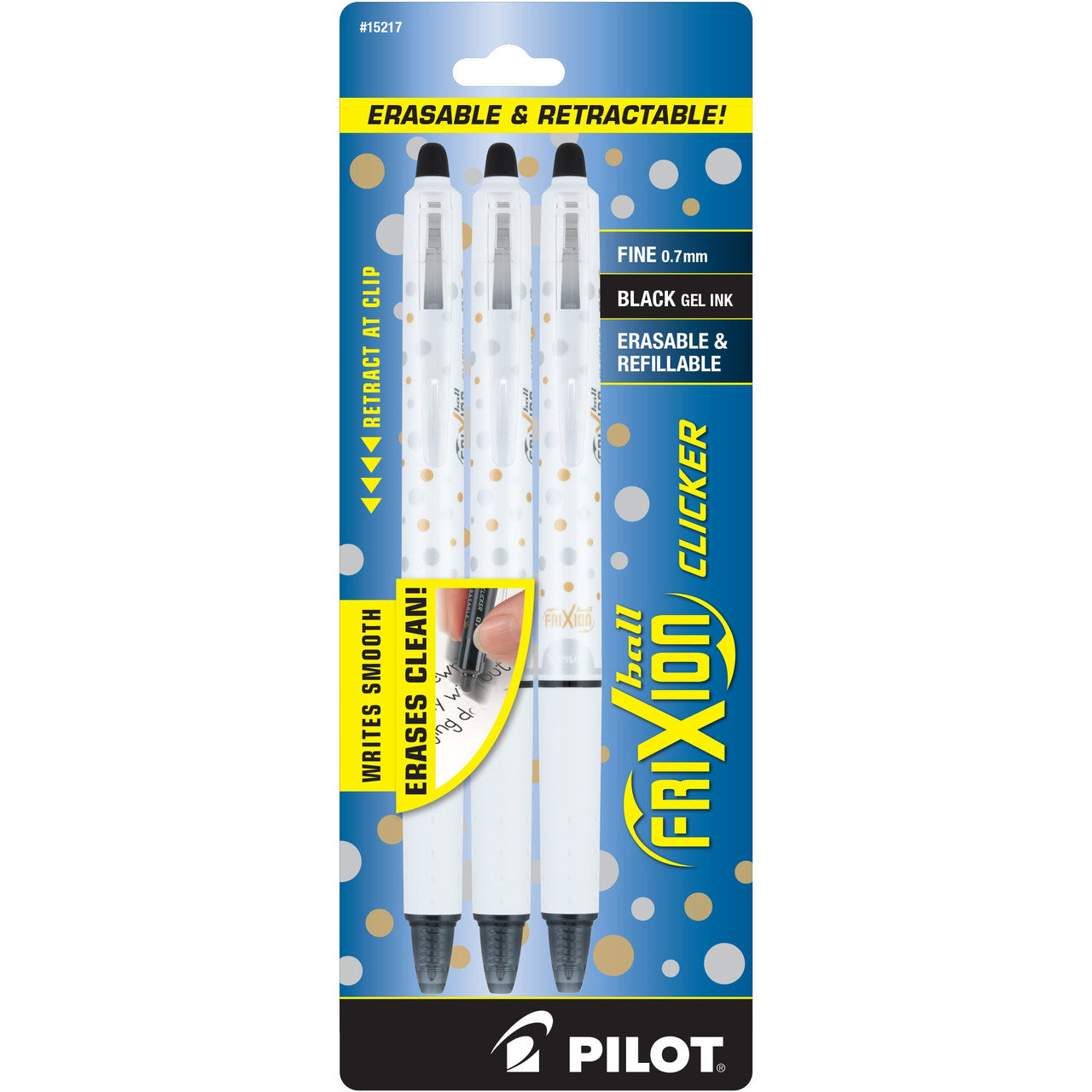 FRIXION DESIGN CLICKER RT GEL INK FINE BLACK PQT.3