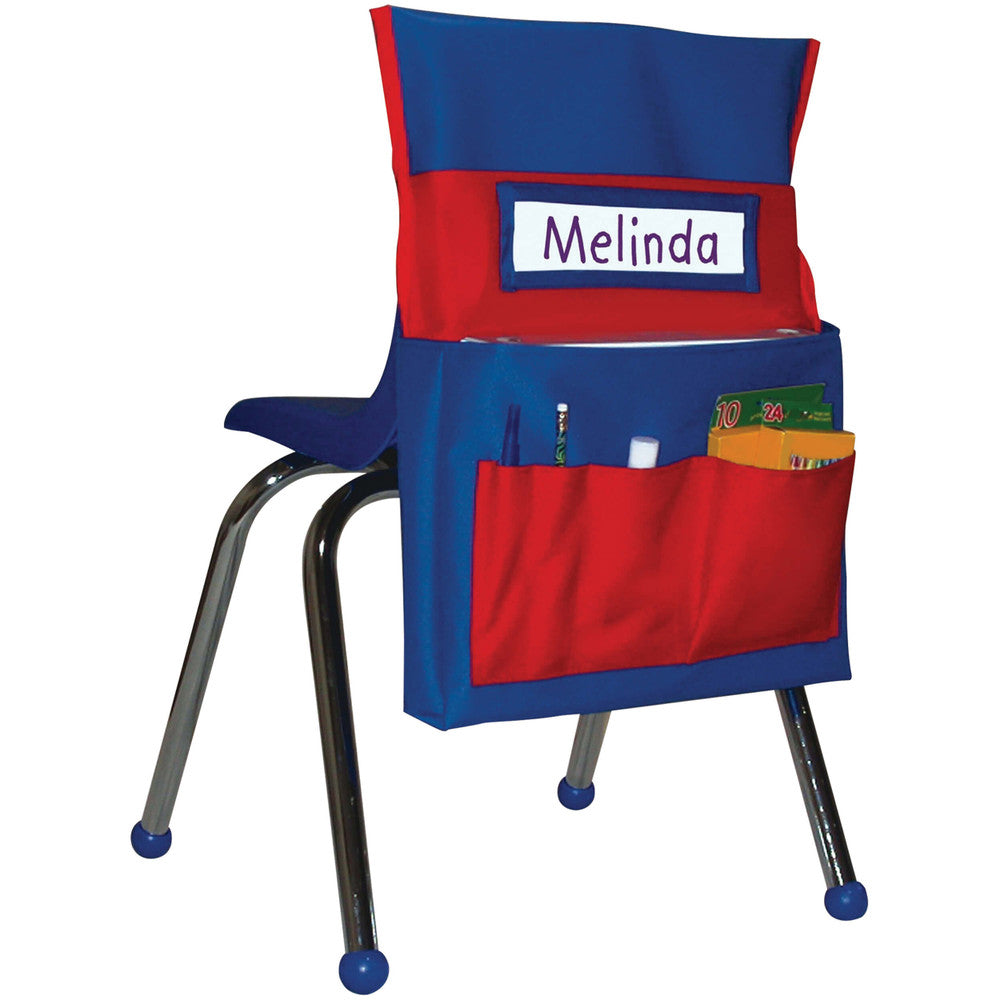 Chairback Buddy™ Blue and Red Pocket Chart Storage | 1 piece