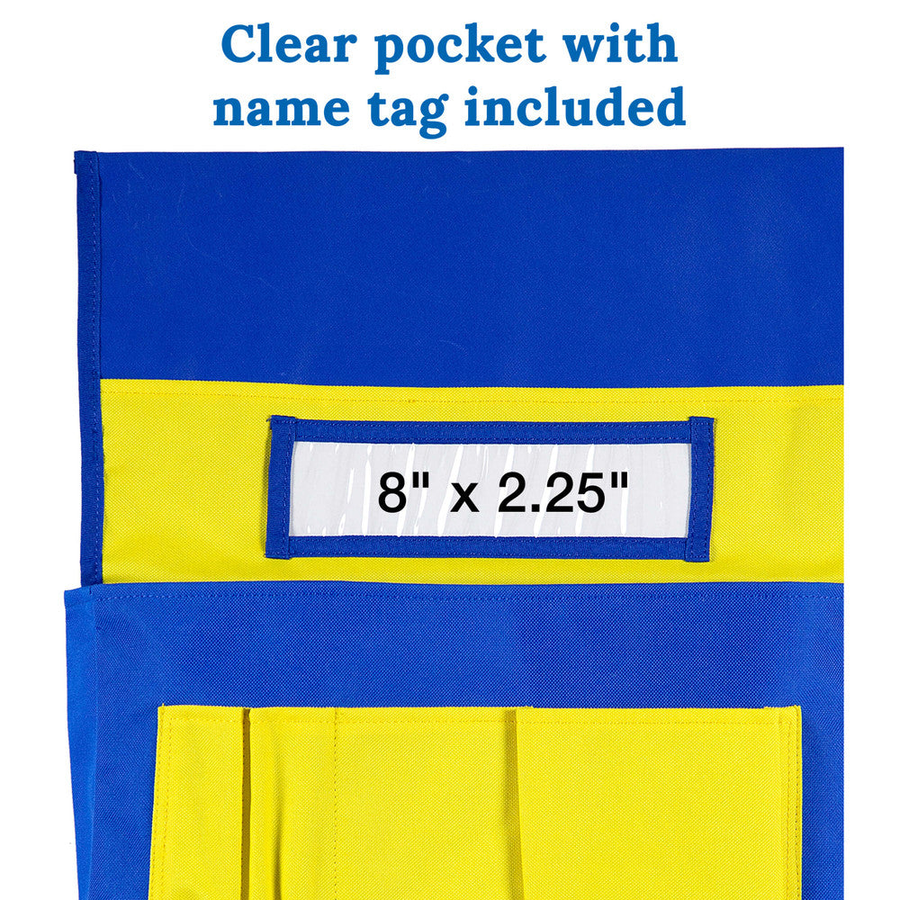 Chairback Buddy™ Blue and Yellow Pocket Chart Storage | 1 piece