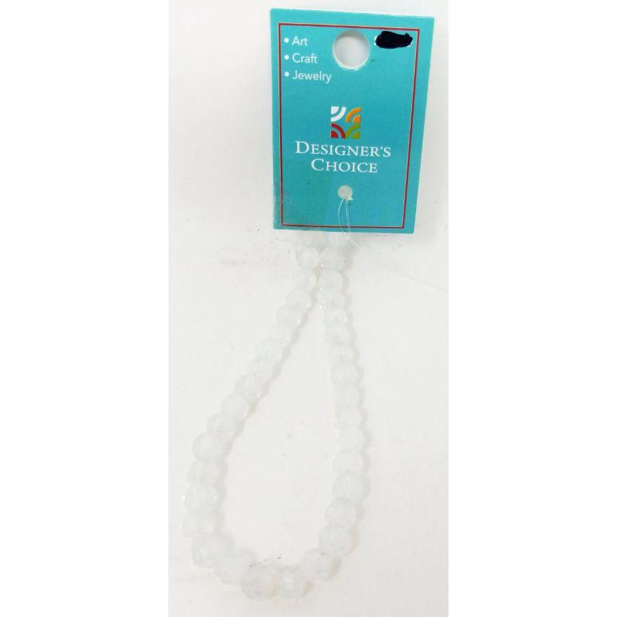 FACETS ROUND BEADS WHITE 6MM 8"