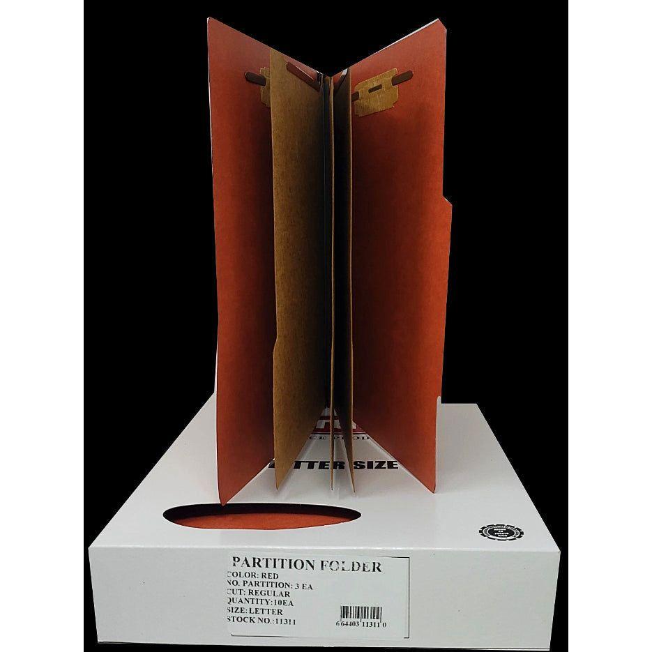 3 Partition Folder | Red | Letter | Box/10