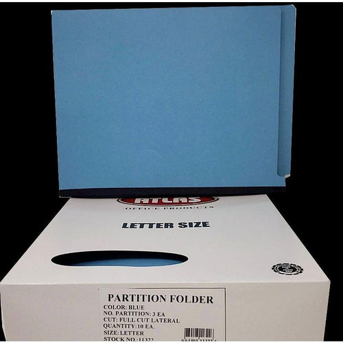 3 Partition Folder | Lateral | Blue | Letter | Box/10