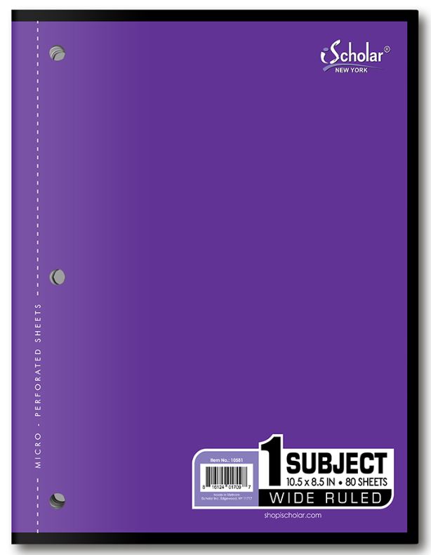 1 Subject Coil-less Notebook Wide Ruled 80 Sheet