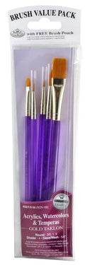 Golden Taklon Variety Brush Set Pkg. 5