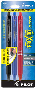 FriXion Clicker Erasable Pens Retractable Gel Ink Pens 0.7 mm Fine Asst. Color Pkg. 3