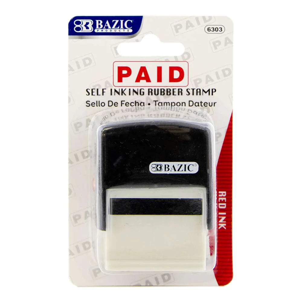 PAID SELF INKING RUBBER STAMP, (RED INK)