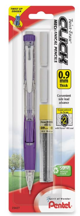 Twist Erase CLICK Mechanical Pencil 0.9 mm 2 Eraser Refill/Leads 3 PCS