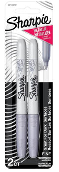 Sharpie Permanent Markers Fine Point Metallic Silver Pkg. 2