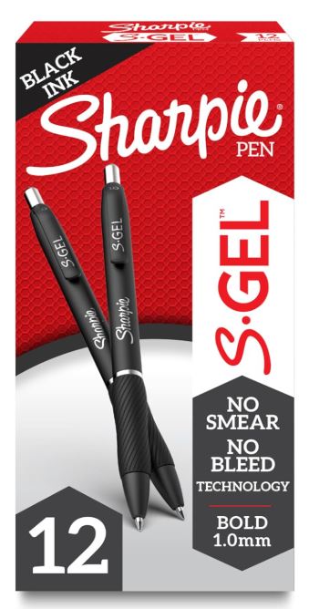 Sharpie S-Gel Pens Bold Point 1.0 mm Black Cj. 12