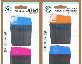 2CT TRAPEZOID PENCIL SHARPENER W/2 SIZE HOLE ASST