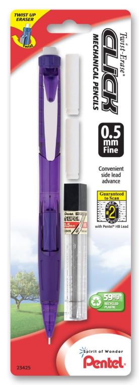 Twist Erase CLICK 0.5 m 2 Eraser Refill/Leads Assorted Barrels 4 PCS