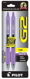 G2 Retractable Gel Pens Fine Point 0.7 mm Purple Ink Pkg. 2
