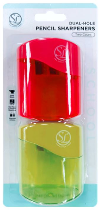 Pencil Sharpener W Size Holes | 2ct | Asst