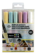 Acrylic 2.0 mm Reversible Tip Pastel Markers Pkg. 6