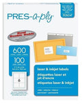 PRES-a-ply Laser Address Labels 3-1/3" x 4" White Cj. 600