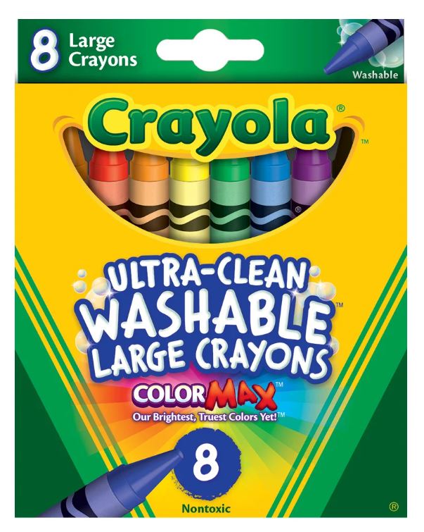 Crayola Large Ultra-Clean Washable Crayons Pkg. 8