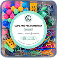 235 CLIPS/PIN COMBO ASST COLOR CONTAINER 32 BINDER CLIPS, 100 PAPER CLIPS, 103 PINS