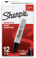 Sharpie Permanent Markers Large Chisel Tip Black Cj. 12
