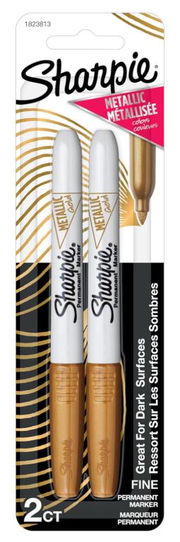 Sharpie Metallic Permanent Markers Fine Point Gold Pkg. 2