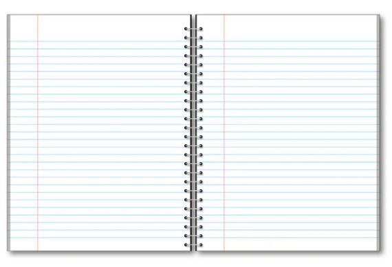 3 Subject Wirebound Notebook College Ruled 10.5" x 8" 120 Sheets