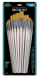 Gold Taklon Flat Brush Set Pkg. 12
