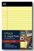 iQ Jr. Legal Pads Canary 5" x 8" 250 Sheets Pkg. 5