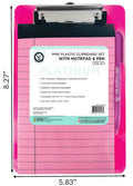 MINI PLASTIC CLIPBOARD W/ NOTEPAD & PEN BLUE & PINK 40 SHEETS