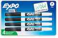 EXPO Dry Erase Markers Low Odor Ink Fine Tip Black Pkg. 4